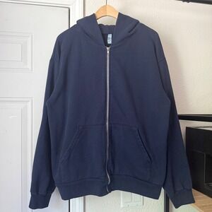 LOS ANGELES APPAREL navy full zip cotton hoodie sweater